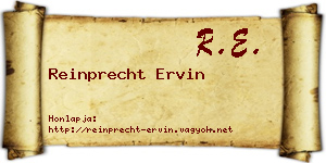 Reinprecht Ervin névjegykártya